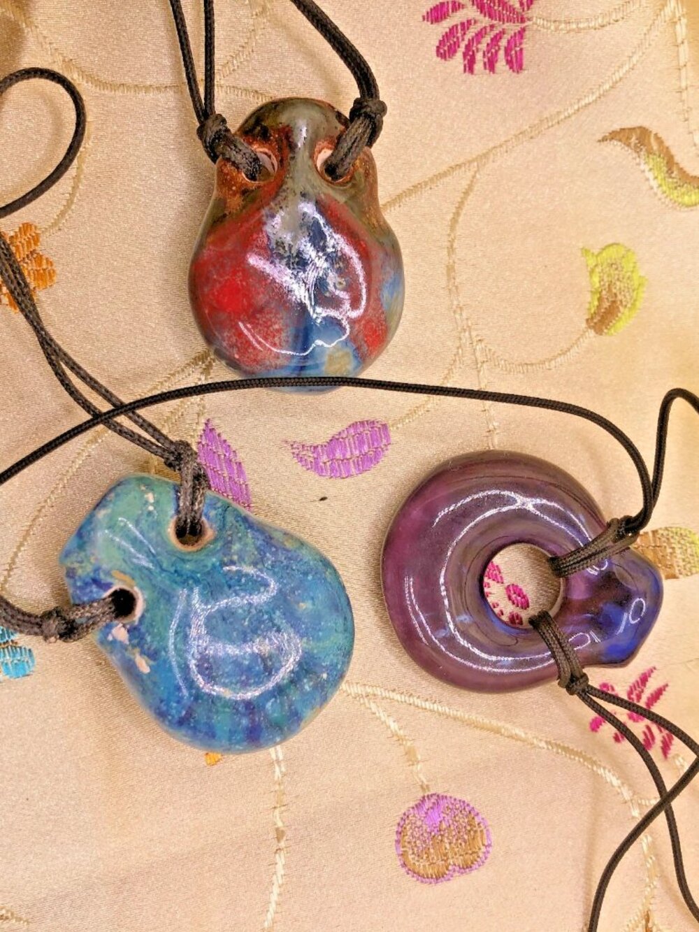 3 Essential Oil Diffuser Necklace Clay Pendants Aromatherapy Handmade